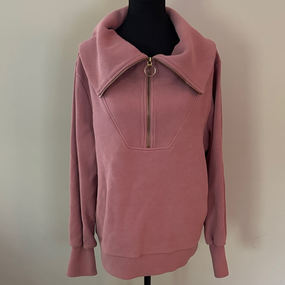 Varley Vine Pullover quarter zip foldable collar pink size L - Picture 2 of 6